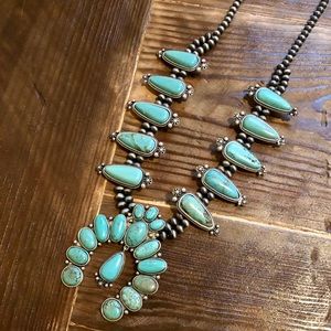 Jewelry - Turquoise Squash Blossom Necklace. Genuine Stones. Jewelry - Turquoise Squash Blossom Necklace. Genuine Stones.